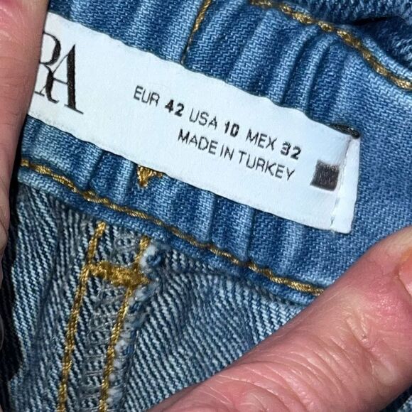 New Zara Baggy Paperback Elastic Waist Mom Jeans size 10 - Picture 7 of 12